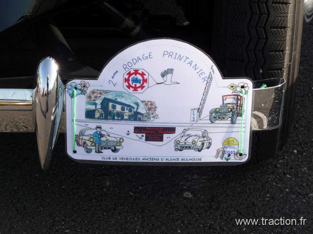 2011_04_Rodage (6).jpg - 10/04/2011 - 68053 MULHOUSE CEDEX Club de Véhicules Anciens d'Alsace Mulhouse 2ème Rodage Printanier, la plaque rallye